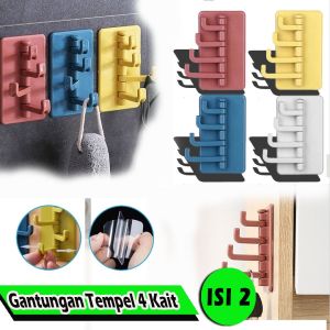 Big Mom 2 Pcs Gantungan Dinding Lipat 4 Kait - Gantungan Tempel Hook Dinding 4 Kait LIPAT Serbaguna