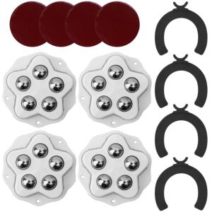 4Pcs Self-adhesive Universal Wheels No Punching 5-Bead Universal 360° Rotating Wheels Required Super Load-Bearing Furniture Mini Swivel Casters Wheel