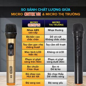 [BH 12 THÁNG - CHÍNH HÃNG ONTEK] Bộ 02 Micro không dây ONTEK E6S/E6 bản cao cấp chống hú chuyên dùng cho amply loa kéo