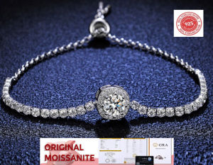 Gelang Wanita Original Moissanite Asli S925 Silver Cuban Link Memo GRA