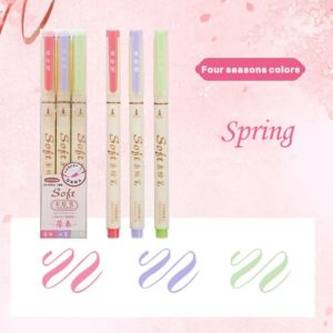 YLISSFU HUT 3Pcs/Set Đồ thủ công Bút thư pháp đầu mềm 6 màu Đầu mềm Bút thực hành thư pháp Cọ viết thư pháp Dễ thương Bút thiệp chúc mừng Văn phòng phẩm