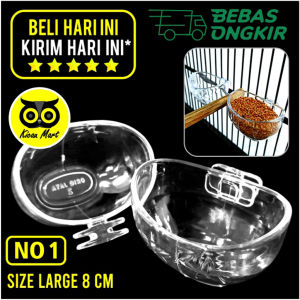 KICAU MART Wadah Tempat Makan Minum Pakan Burung Murai Lovebird Pleci Kenari Cepuk Bulan Sabit No 1 Kokoh Kuat Nempel Sangkar Anti Tumpah