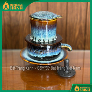 Bộ Phin Cà Phê Gốm Sứ Bát Tràng Men Hỏa Biến 150ml Kèm Ly Đĩa – Bộ Phi Cafe  Men Bảo Bình Tia Hồng Thiên Thần Tuyết Sơn Ngọc Trai