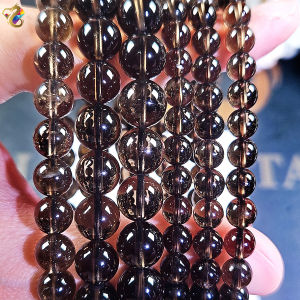 Collection Grade Black Smoky Quartz Bracelet (Pixiu Barrel 3 Rounds Round Beads)