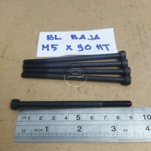 BAUT L BAJA M5X90 PANJANG 9CM 9 CM BAUD L BAJA M5 X 90 KUNCI L4 L 4 KUNCI PAS 8 HALF DRAT WARNA HITAM BAUT 8 SOCKET HEX CAP SCREW 5 X 90 5X90 90MM 90 MM M5 X90 M5X 90 RING 8 GRADE 12.9 PITCH DRAT 0.8 DIAMETER BODY 5MM