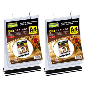 2pcs A4 Menu Holders Desktop Display Stands Clear Plastic Double-Sided Organizer for Cafes and Restaurants