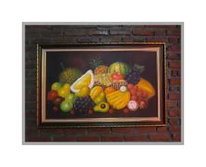 LUKISAN BUAH-BUAHAN UKURAN 60 X 100 CM PLUS BINGKAI // DEKORASI // HIASAN DINDING // SIAP PAJANG