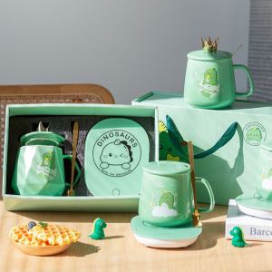 Cartoon Gift Box Set Intelligent Thermal Insulation 55 Degrees Constant Temperature Heating Coaster Ceramic Cup
