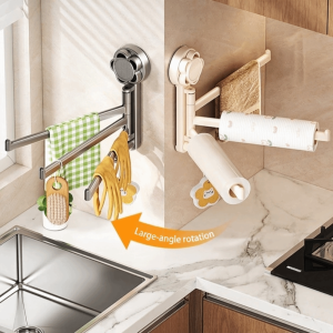 JIANZ Wall Mounted Towel Rack Suction Cup Rotating Bath Towel Holder Multi-Rod 3/4-Bar Towel Hanger Bathroom