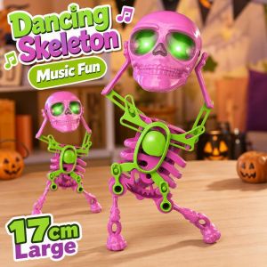 Happy Everyday.you Swinging Skull Toy Clockwork Dancing Skeleton Pink Mini Spooky Halloween Table Decor Kids Gift