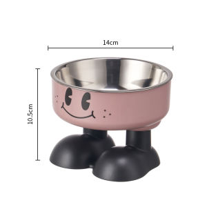 High Footed Cat Bowl Elevated Feeder Stainless Steel Anti Choke Neck Support Dogs Cats Easy Clean Makanan Bowl