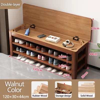 CraftedLiving SG-Flip-Top Storage Solid Wood Shoe Bench Entryway Shoe Rack & Seat All-in-One