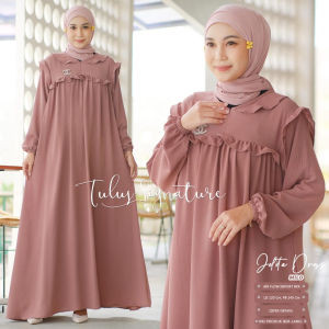 Tulus Signature Jelita Dress LD 120 Gamis Wanita Maxi Jumbo Bahan Crinkle Airflow Premium Motif Polos Terbaru Busui Friendly