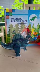Coodoo Dinosaur Toys Magnetic Tiles 3D Movable Dinos for Kids 3-5 5-7 Toddler Outdoor Sensory Toys STEM Educational Magnetic Blocks for 3+ Years Old Boys Girls Kids Toy
