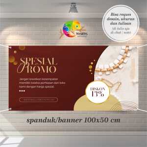 Cetak Spanduk Banner Merah Elegan Spesial Promo Perhiasan