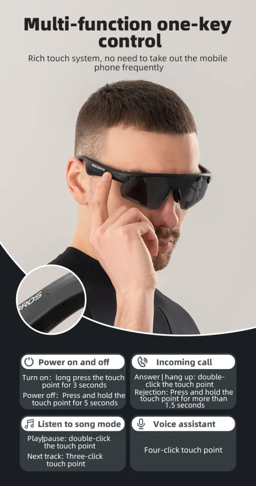 ROCKBROS Bluetooth Cycling Sunglasses Integrated Earphone