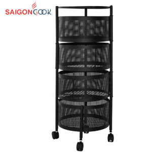 Kệ tròn đa năng 4 tầng xoay 360 độ Saigoncook có bánh xe di chuyển siêu tiện lợi