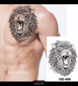 Hình Xăm Sư Tử cá tính Sticker Tattoo lớn 15x21cm Hình Xăm Tạm Thời HCM