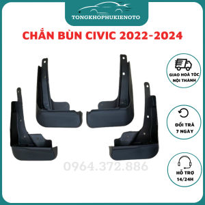 Bộ 4 Chắn Bùn Nhựa Dẻo Xe Honda CIVIC 2016-2021-2022 2023 2024 kèm ốc vít lắp vừa form xe lắp đặt dễ dàng tại nhà