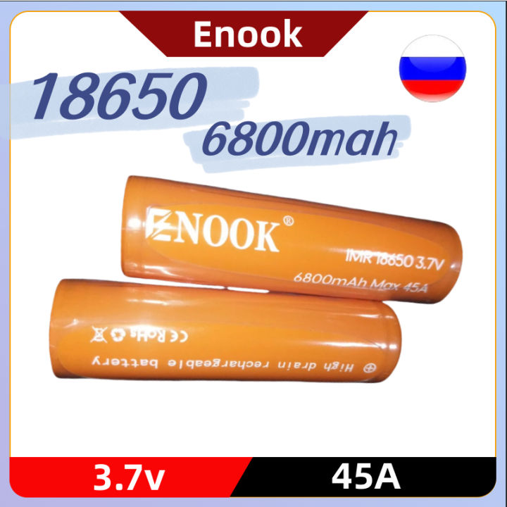 Enook Orange 18650 6800mAh 45A 3.7v Rechargeable battery lithium ...