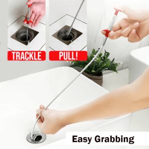 160cm Unclog Dredge Stainless Steel Sewer Pipe Cleaning Tool Pipeline Drain Sink Toilet | 四爪管通道疏通神器