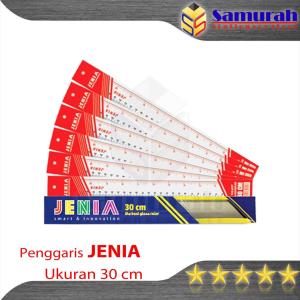Penggaris Plastik Jenia 30 cm Per Pak / Lusin isi 12 Garisan Mika Bening / Glass Ruller Transparant