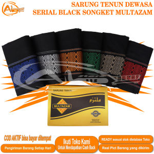 Sarung Tenun Dewasa Motif Songket MULTAZAM Serial Black Sarung Polos Hitam Terlaris Bahan Berkualitas