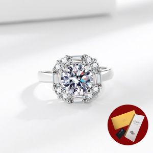Diamcity (Free Gra Certificate) Moissanite Dua Karat Imitasi Anting Mozambik Kalung Cincin Perhiasan Set