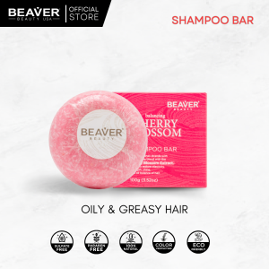 Beaver Beauty Naturals Cherry Blossom Shampoo Bar 100g - Paraben-Free Color Protection for Oily & Greasy Hair