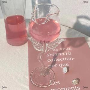 [COD] fjdse แก้วไวน์แดงรูปกุหลาบแก้วไวน์รูปกุหลาบพร้อมใบกุหลาบสี150 400มล. ถ้วยค็อกเทลไวน์แดงทรงกุหลาบ