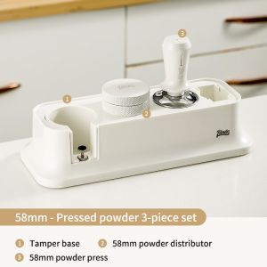 BINCOO Coffee Tamper Base Coffee Machine Handle Holder Tamping Hammer Three-piece Powder Distributor Set Coffee Utensils Storage Set 51/58MM