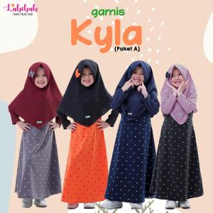 GAMIS OVERALL ANAK BALITA CEWEK USIA 2-3 TAHUN BY LABEBAH DRESS MUSLIM CANTIK BAHAN BABY BABYTERRY JILBAB BAHAN THALITA GAMIS KODOK (INNER DAN OUTER PISAH) WARNA ORANGE POLKADOT KYLA SERIES BUSANA MUSLIM PREMIUM GAMIS NGAJI LEBARAN MURAH BISA COD