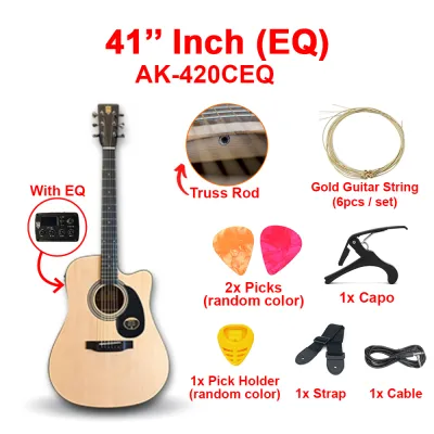 AK Guitar AK-120EQ | AK-420CEQ | AKA-400CEQ Acoustic Guitar + Accessories Set Gitar Akustik Set Ori