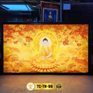 Đèn Hào Quang Trúc Chỉ In Combo Bộ Đôi - Tranh Ngang Trang Trí Phòng Thờ Bàn Thờ Phật CDN-05-99