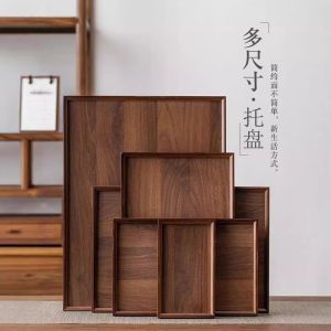 MODERNLUX Rectangular Bamboo Wooden Tray Retro Style  Bamboo Food Storage Trays Decorate Tray Dessert Pallet Home