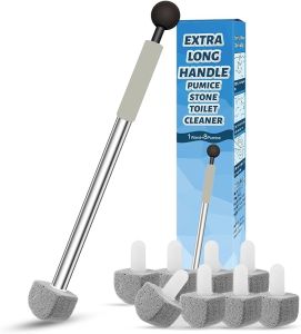 Pumice Stone Toilet Bowl Cleaner16.7Inch Toilet Pumice Stone with Handle Cleans Hard Water Ring Calcium Buildup&Stains for Toilet Bath Kitchen Household Cleaning（Black