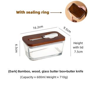 Transparent glass butter container With cover sealed cheese box Household food storage container