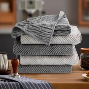 Kitchen Bar Cleaning Cloth Towel Coffee Machine Special Rag Water Absorbing Square Towel Household Cleaner Towel