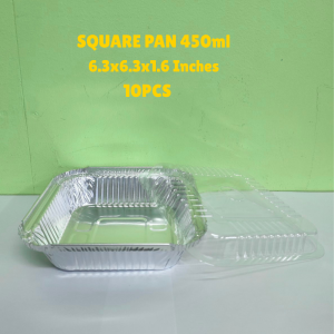 Air Fryer Aluminum Foil Tray Square Baking Pan Oven Safe With Lid 6.3x6.3x1.6 Inches 450ml