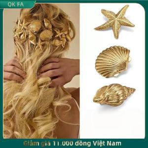 QK FA ✨ 1 3pcs hợp thời trang Shell Starfish tóc Clip Y2K kỳ nghỉ phong cách kẹp tóc phụ nữ cô gái kim loại bên bangs Clip Phụ Kiện Tóc Quà Tặng