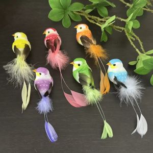 MUSASI Đầy màu sắc Chim mô phỏng Trang trí nhà cửa Đạo cụ ảnh Lông vũ nhân tạo cho chim với Clip Chim giả trang trí Dành cho lễ hội đám cưới tại nhà