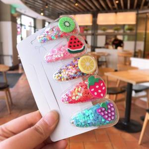 5pcs/Set Fruits Transparent PVC Hair Clips Cute Hairpins Headdress Accessories Jewelry Jewellery Girls Accessories For Kids Girls AS019