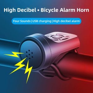 Bike Horn Rechargeable 120dB High Decibel Anti-Theft Alarm Bicycle Bell Lightweight Waterproof for Scooter/Road/MTB Accessories