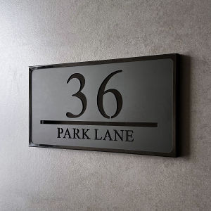 Customized House Number Plate With Metal Frame 3D Laser Cut Acrylic House Number Outdoor Address Plaque Custom Door Sign Decor