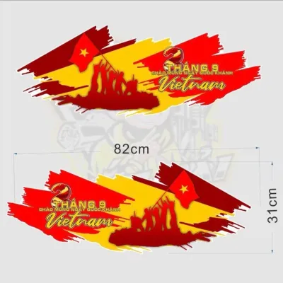 Tem dán xe VF3 chào mừng ngày quốc khánh Việt Nam2-9nhãn dán ôtôchất liệu decal 3 lớp