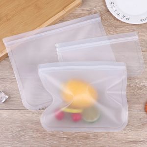 【beauty-sunshine】3Pcs/Set PEVA Silicone Food Storage Bag Reusable Freezer Bag Containers Leakproof Stand Up Zip Shut Bag Fresh-keeping Bag Kitchen Organizer