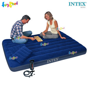 Intex ที่นอนเป่าลม ดูรา-บีม 5 ฟูต 1.52x2.03x0.25 ม. สีน้ำเงิน+หมอน2ใบ+ที่สูบลมดับเบิลควิ๊ก ราคา 64765