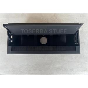 GROMMET BOX DUA DUAL SISI 3 TIGA LUBANG STOP KONTAK UNTUK MEJA MEETING RAPAT KANTOR BAHAN ALUMINIUM HITAM SLOW MOTION SOFT CLOSING TUTUP PERLAHAN UKURAN 30CM 33 X 14 CM BLACK MATTE