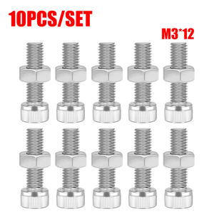 10Pcs M3 Stainless Steel Hex Head M3 Screw and Nut Set Cap Head Bolt Screw Fasteners Washer for Small DIY Repair Projects Easy Installation