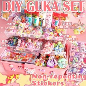 Guka Sticker Set Guka pink set Cream Glue DIY Keychain Set Material Tool kit Package for kids girl large gift Box handmade Educational toy Craft